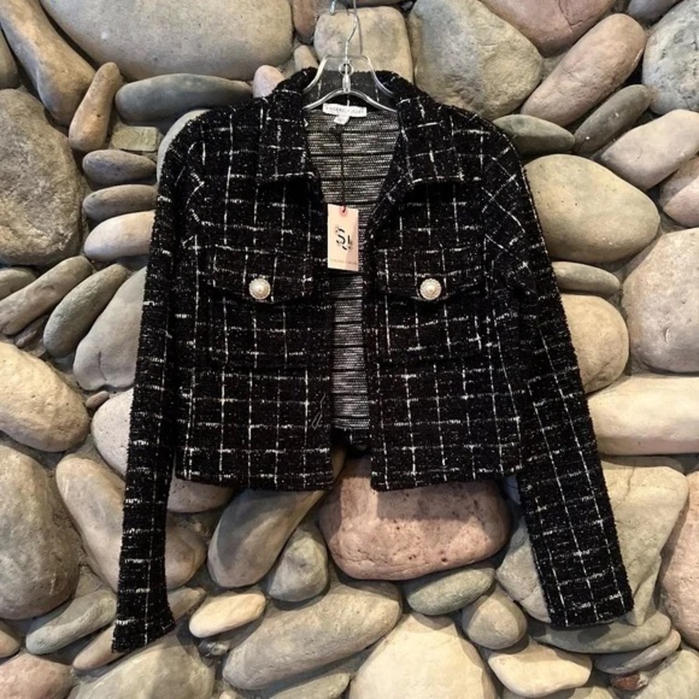 Sincerely Jules Black and White Tweed Blazer